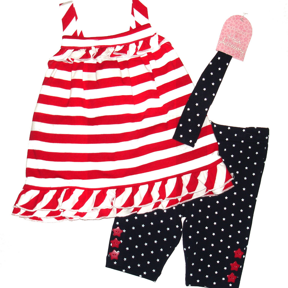 NWOT~AMERICAN BABY 4TH OF JULY STARS & STRIPES SET